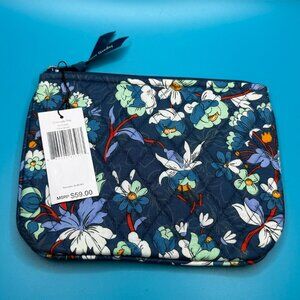 NWT Vera Bradley Floral Bursts Medium Zipper Quilted Cosmetic Bag 8"